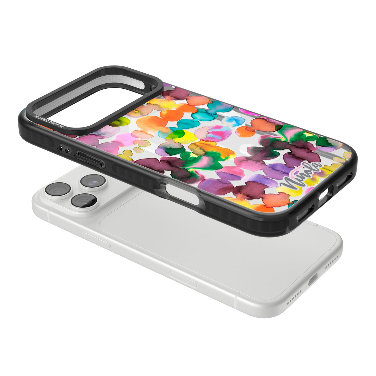 Ink Splash Hues iPhone 18 Pro Max Impact Pro Black Phone Case angled