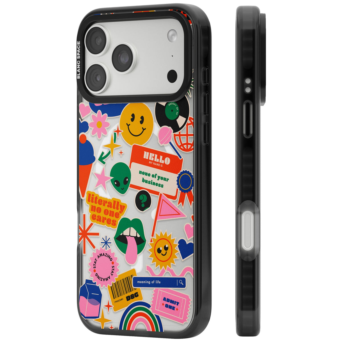 Nostalgic Sticker Vibes iPhone 18 Pro Max Impact Pro Black Phone Case side