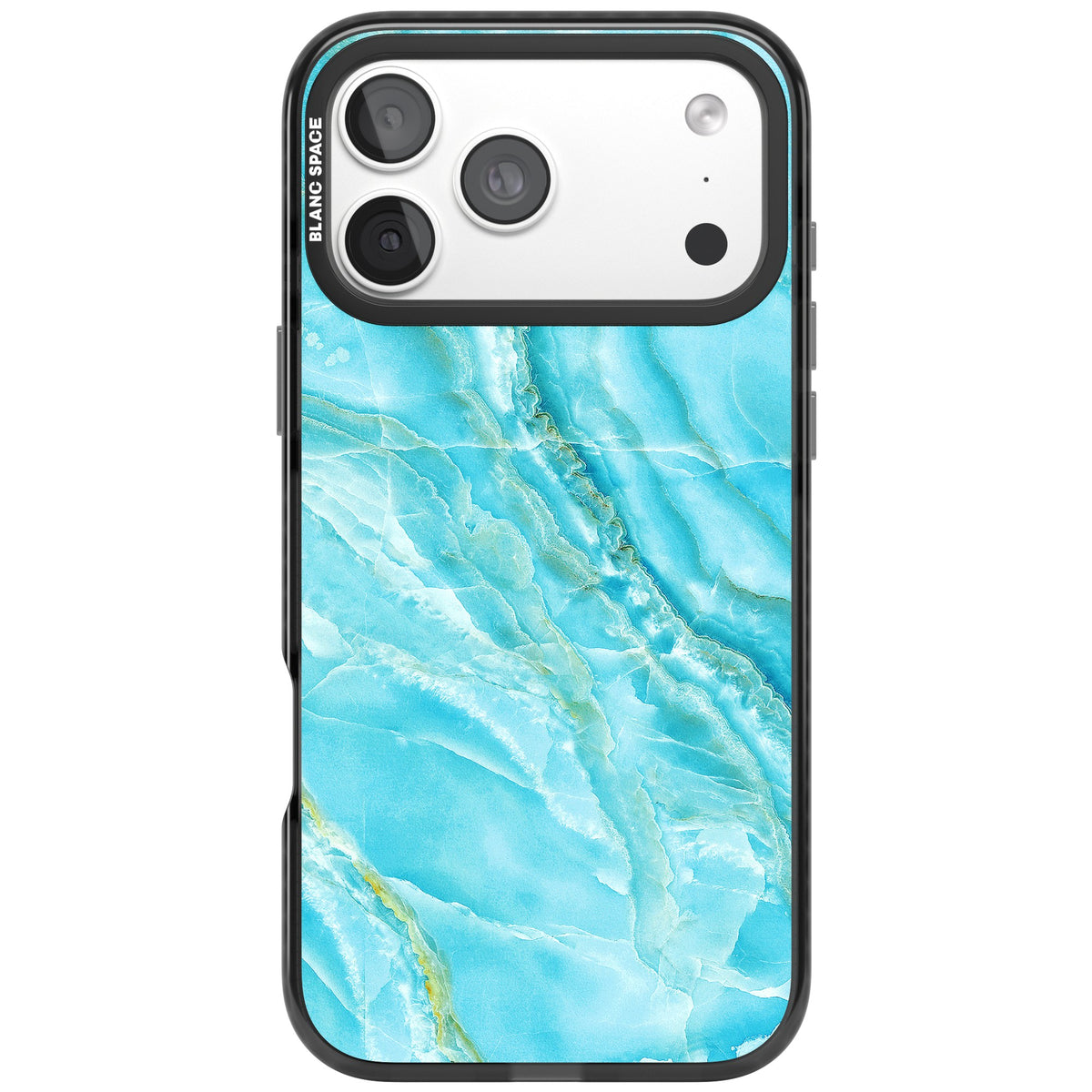 Blue Onyx Marble iPhone 18 Pro Max Impact Pro Black Phone Case front