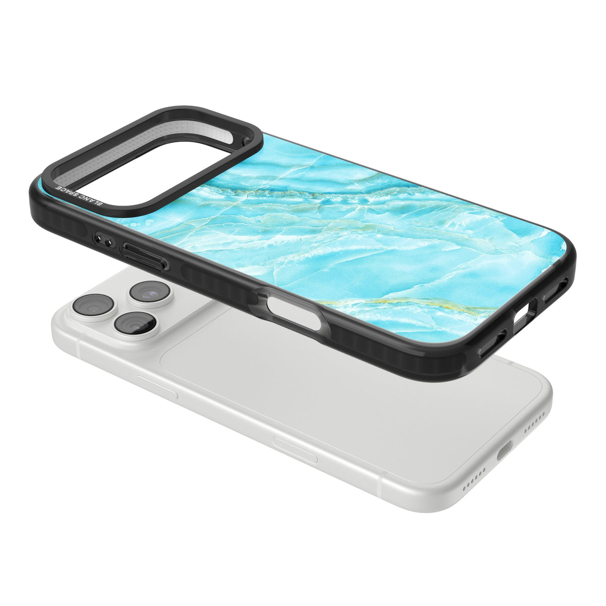 Blue Onyx Marble iPhone 18 Pro Max Impact Pro Black Phone Case angled