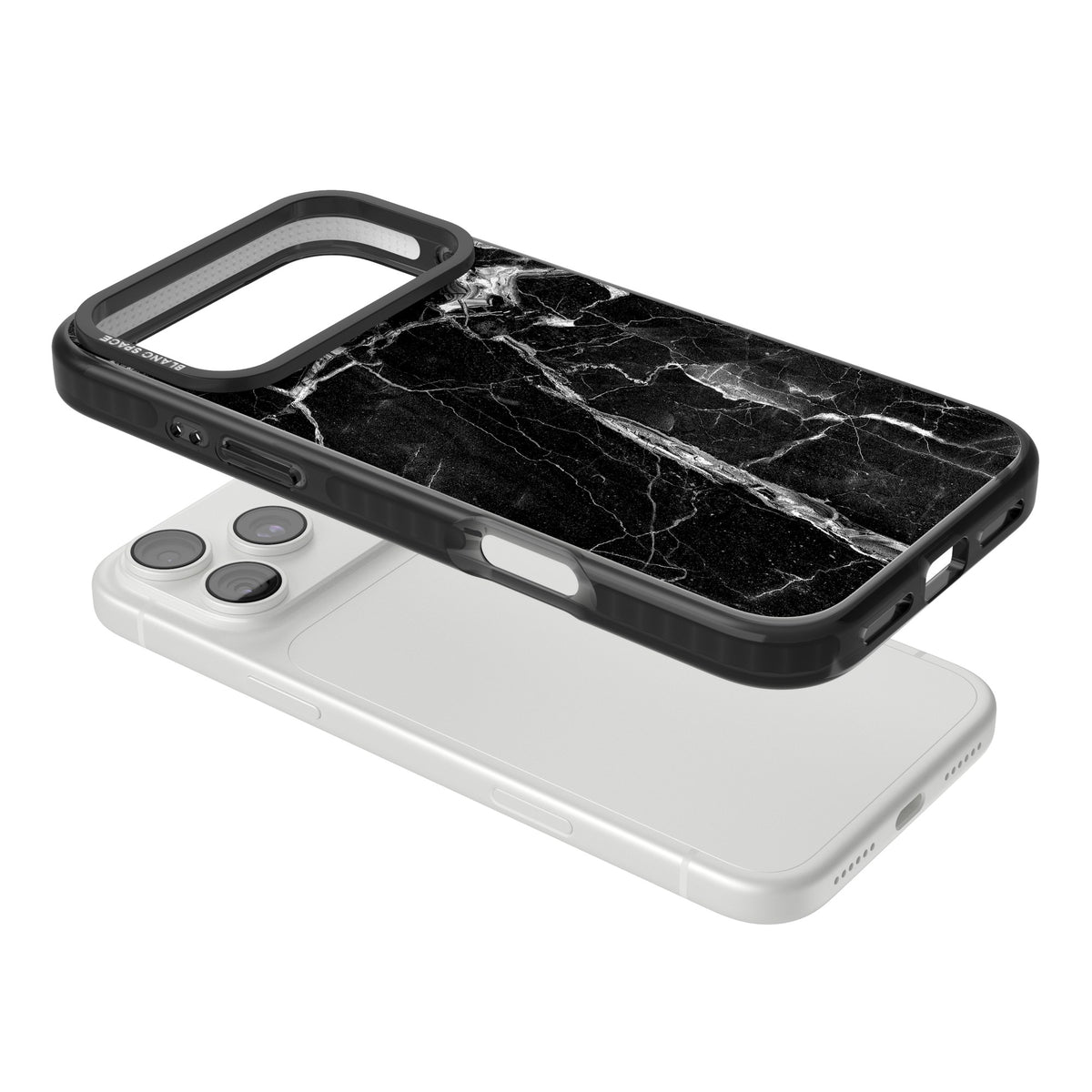 Black Onyx Marble iPhone 18 Pro Max Impact Pro Black Phone Case angled