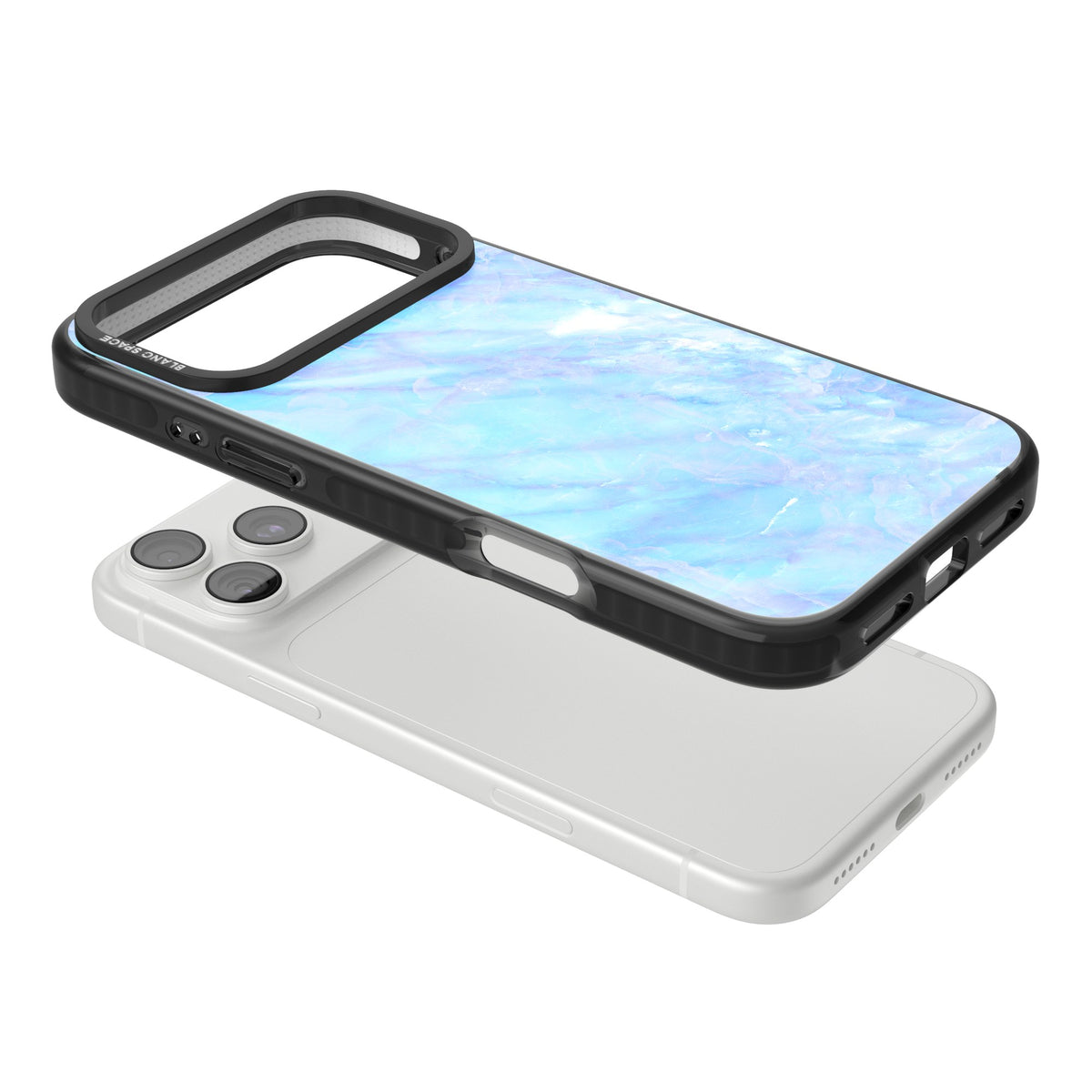 Iridescent Marble iPhone 18 Pro Max Impact Pro Black Phone Case angled