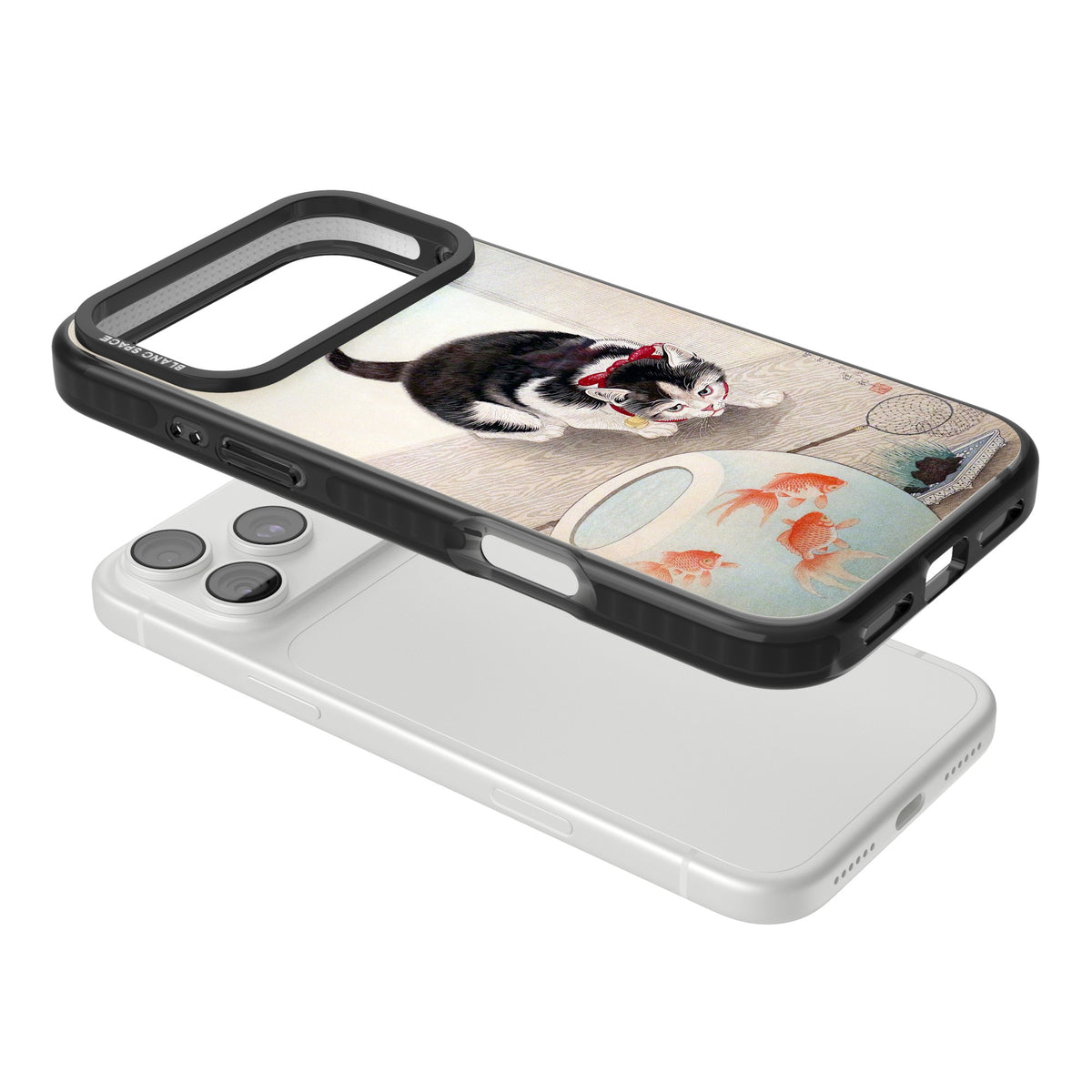 Cat & Goldfish Bowl iPhone 18 Pro Max Impact Pro Black Phone Case angled