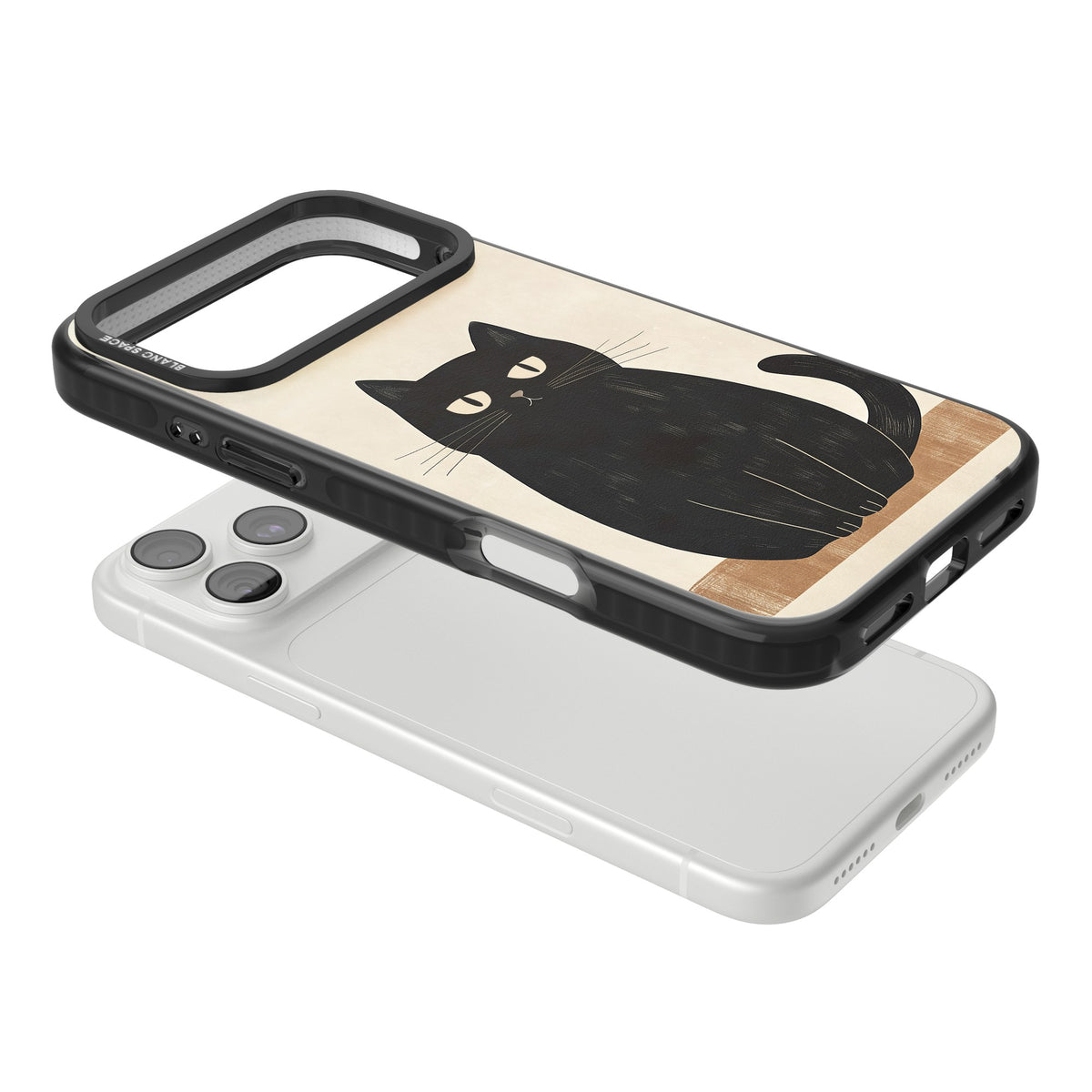 Sassy Black Cat iPhone 18 Pro Max Impact Pro Black Phone Case angled