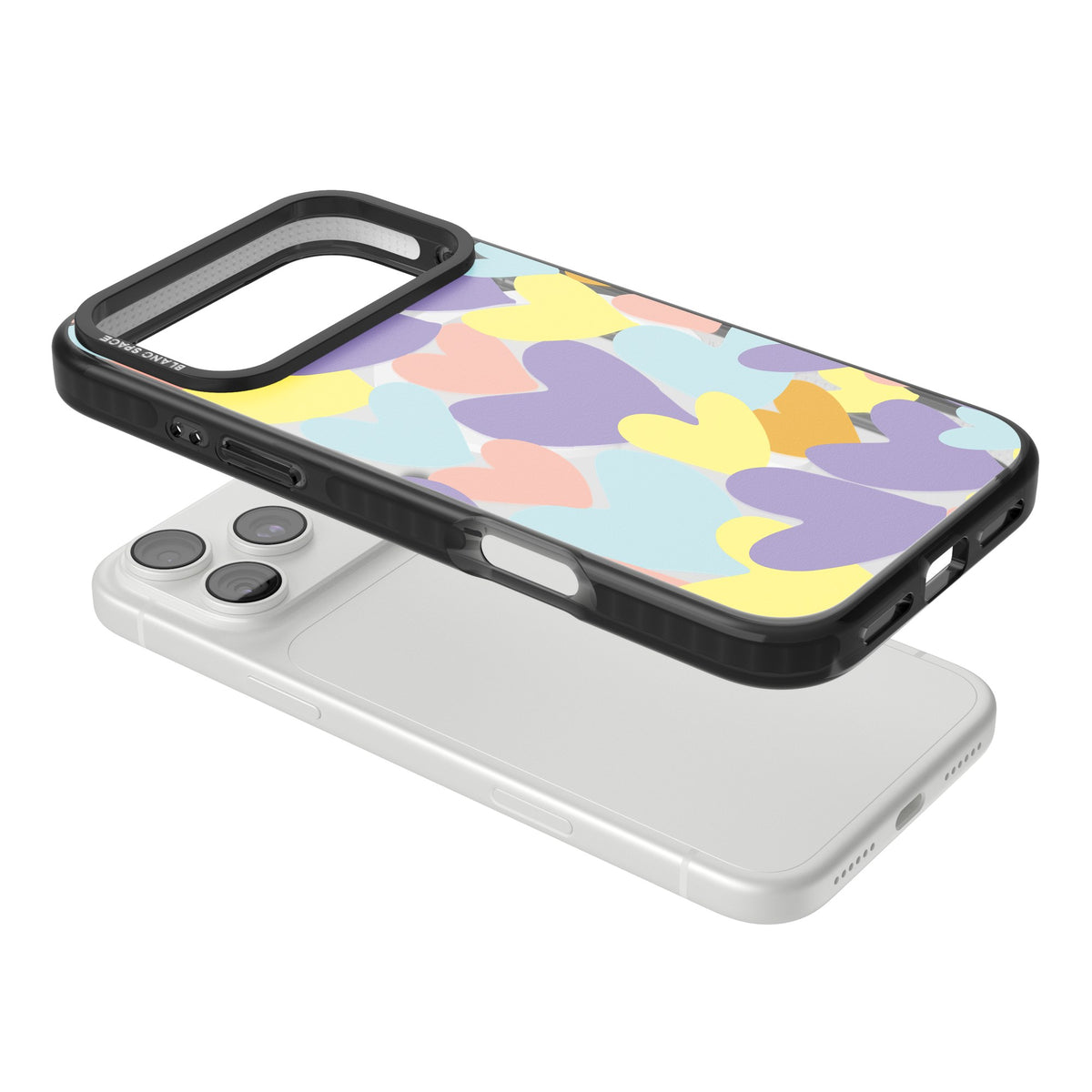 Pastel Hearts iPhone 18 Pro Max Impact Pro Black Phone Case angled