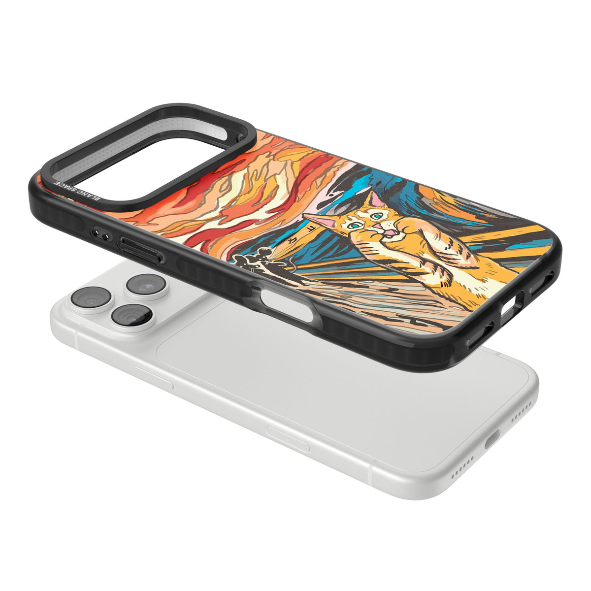 The Meow iPhone 18 Pro Max Impact Pro Black Phone Case angled