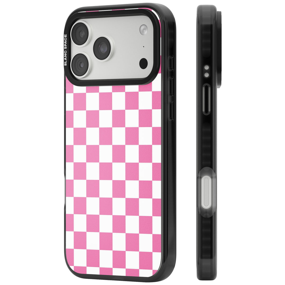 Pink Checkerboard iPhone 18 Pro Max Impact Pro Black Phone Case side