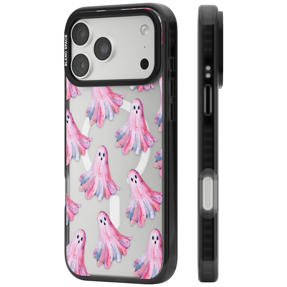 Pink Ghosts iPhone 18 Pro Max Impact Pro Black Phone Case side