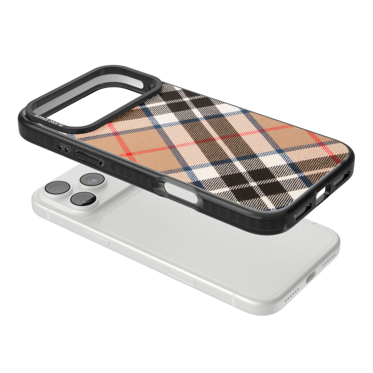 Haymarket Check iPhone 18 Pro Max Impact Pro Black Phone Case angled