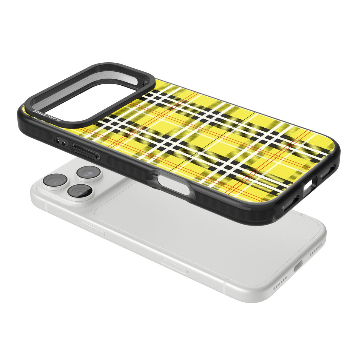 Yellow Plaid iPhone 18 Pro Max Impact Pro Black Phone Case angled