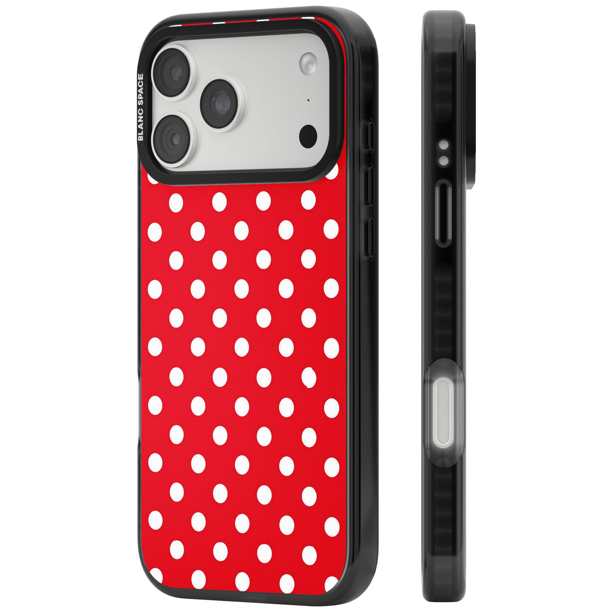 Red Polka Dot iPhone 18 Pro Max Impact Pro Black Phone Case side
