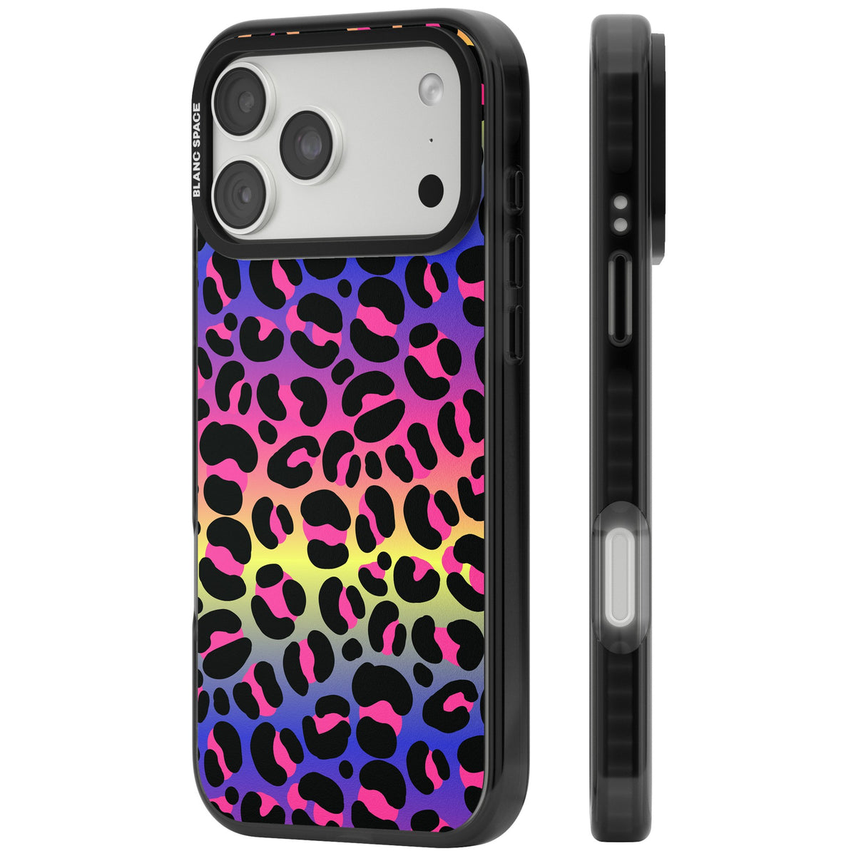 Rainbow Gradient Leopard iPhone 18 Pro Max Impact Pro Black Phone Case side