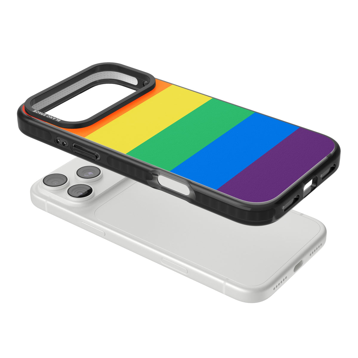 Rainbow Stripes iPhone 18 Pro Max Impact Pro Black Phone Case angled