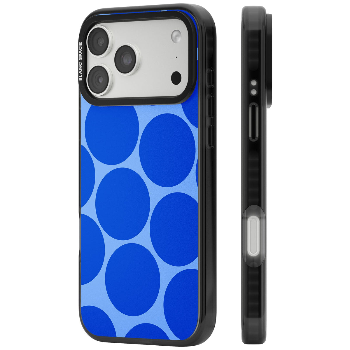 Retro Blue Circles iPhone 18 Pro Max Impact Pro Black Phone Case side