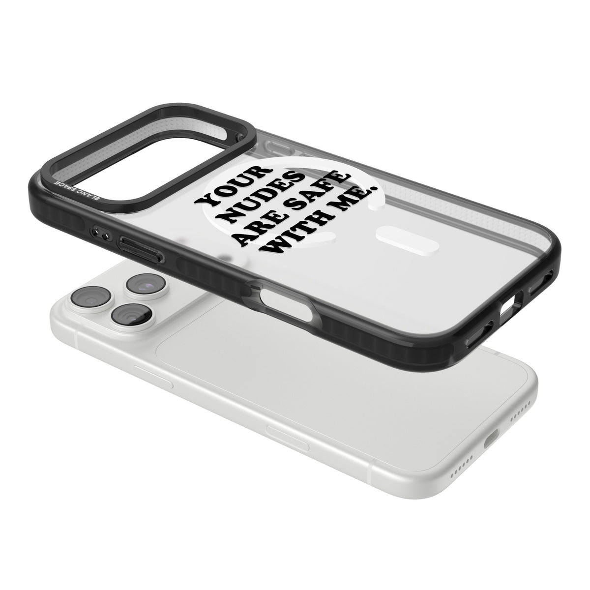 Your Nudes Are Safe Black iPhone 18 Pro Max Impact Pro Black Phone Case angled