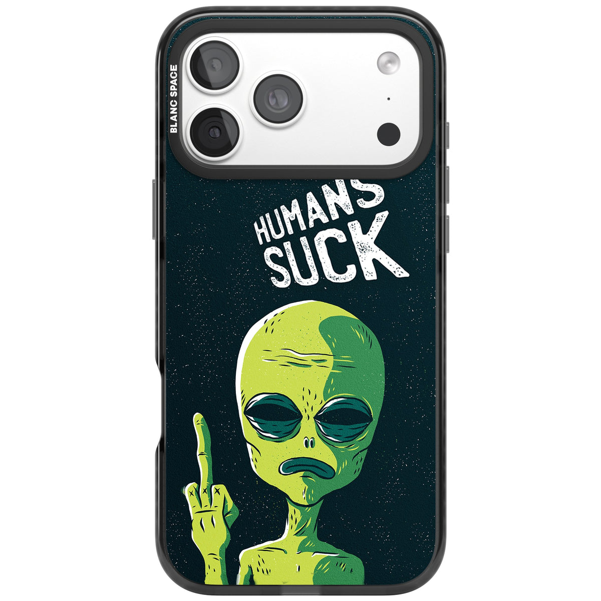 Humans Suck Alien iPhone 18 Pro Max Impact Pro Black Phone Case front