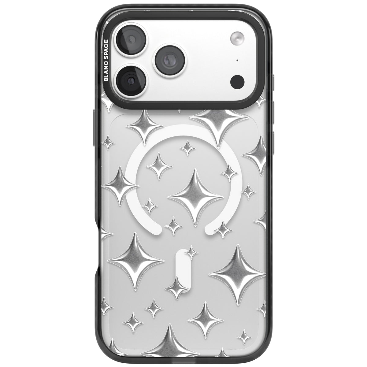 Chrome Puff Sparkle Pattern iPhone 18 Pro Max Impact Pro Black Phone Case front