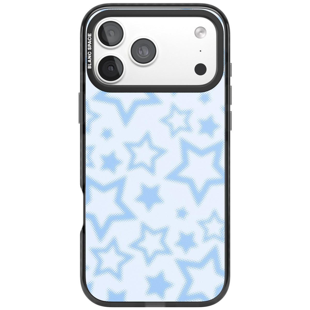 Blue Halftone Stars iPhone 18 Pro Max Impact Pro Black Phone Case front