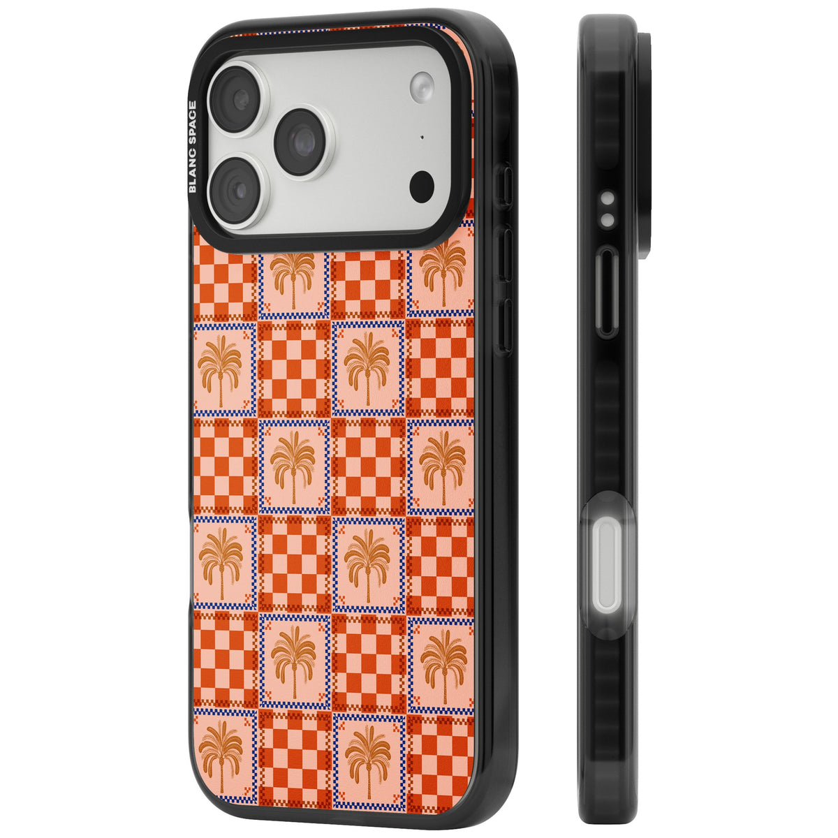 Terracotta Summer Checked iPhone 18 Pro Max Impact Pro Black Phone Case side