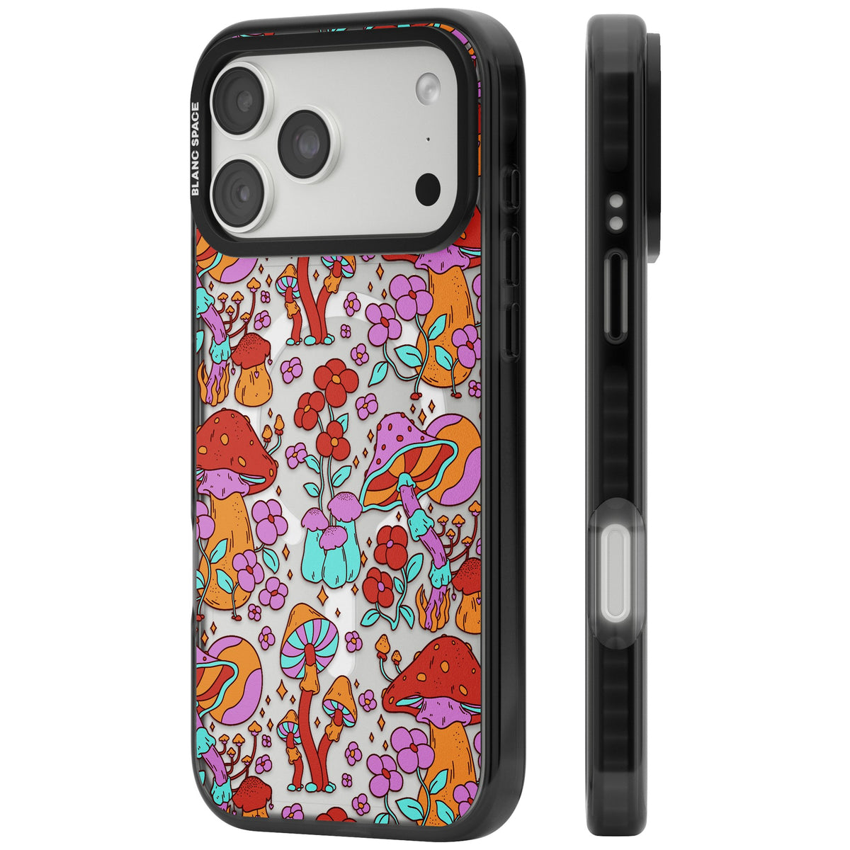 Psychedelic Flora iPhone 18 Pro Max Impact Pro Black Phone Case side