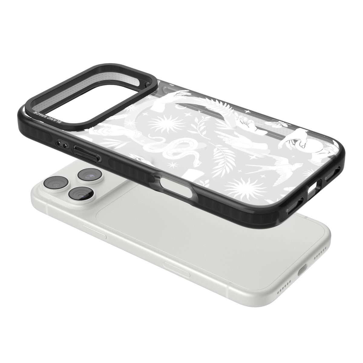 Mystic Magic (White) iPhone 18 Pro Max Impact Pro Black Phone Case angled