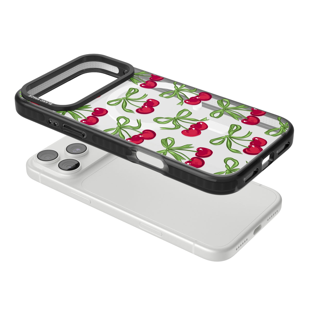 Cherry Bows iPhone 18 Pro Max Impact Pro Black Phone Case angled