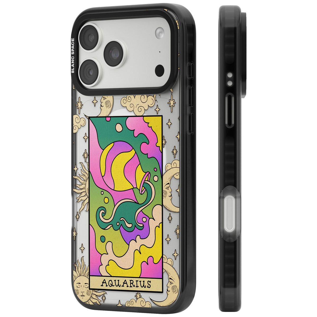 Celestial Zodiac Aquarius iPhone 18 Pro Max Impact Pro Black Phone Case side