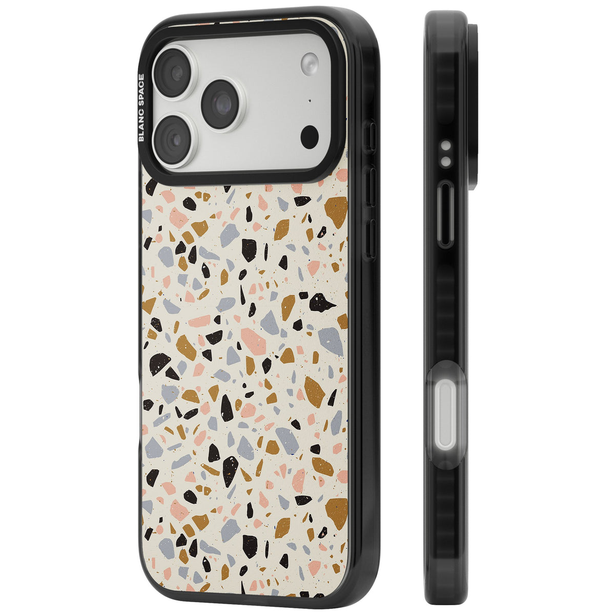 Mocha Terrazzo iPhone 18 Pro Max Impact Pro Black Phone Case side