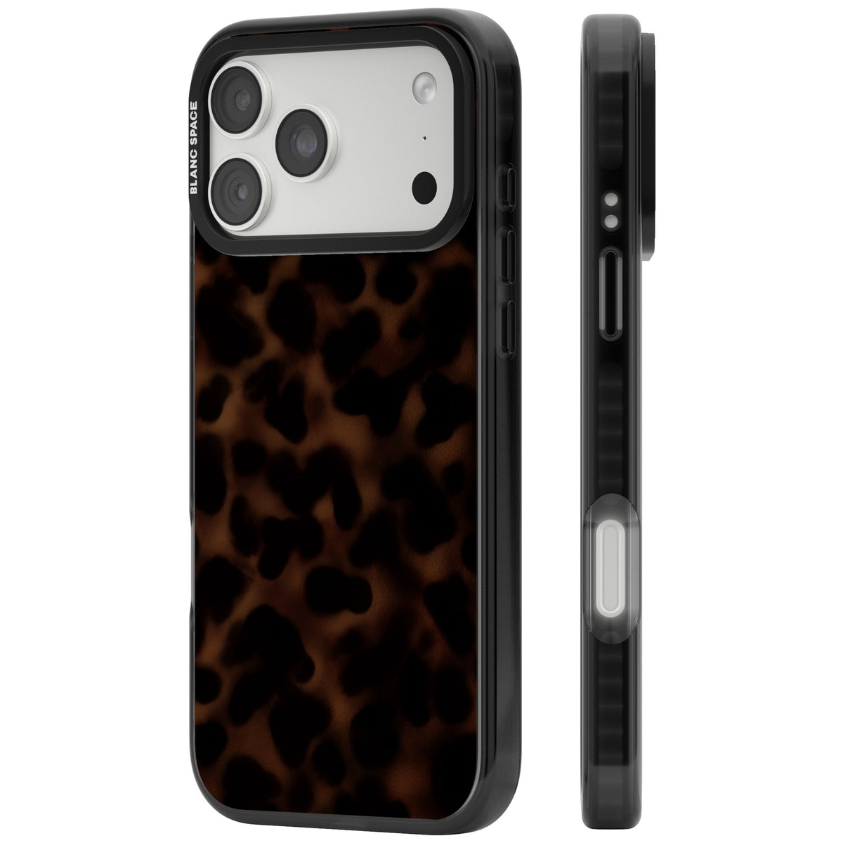 Dark Tortoise Shell old money iPhone case featuring a dark tortoiseshell pattern with amber and black animal print tones iPhone 18 Pro Max Impact Pro Black Phone Case side