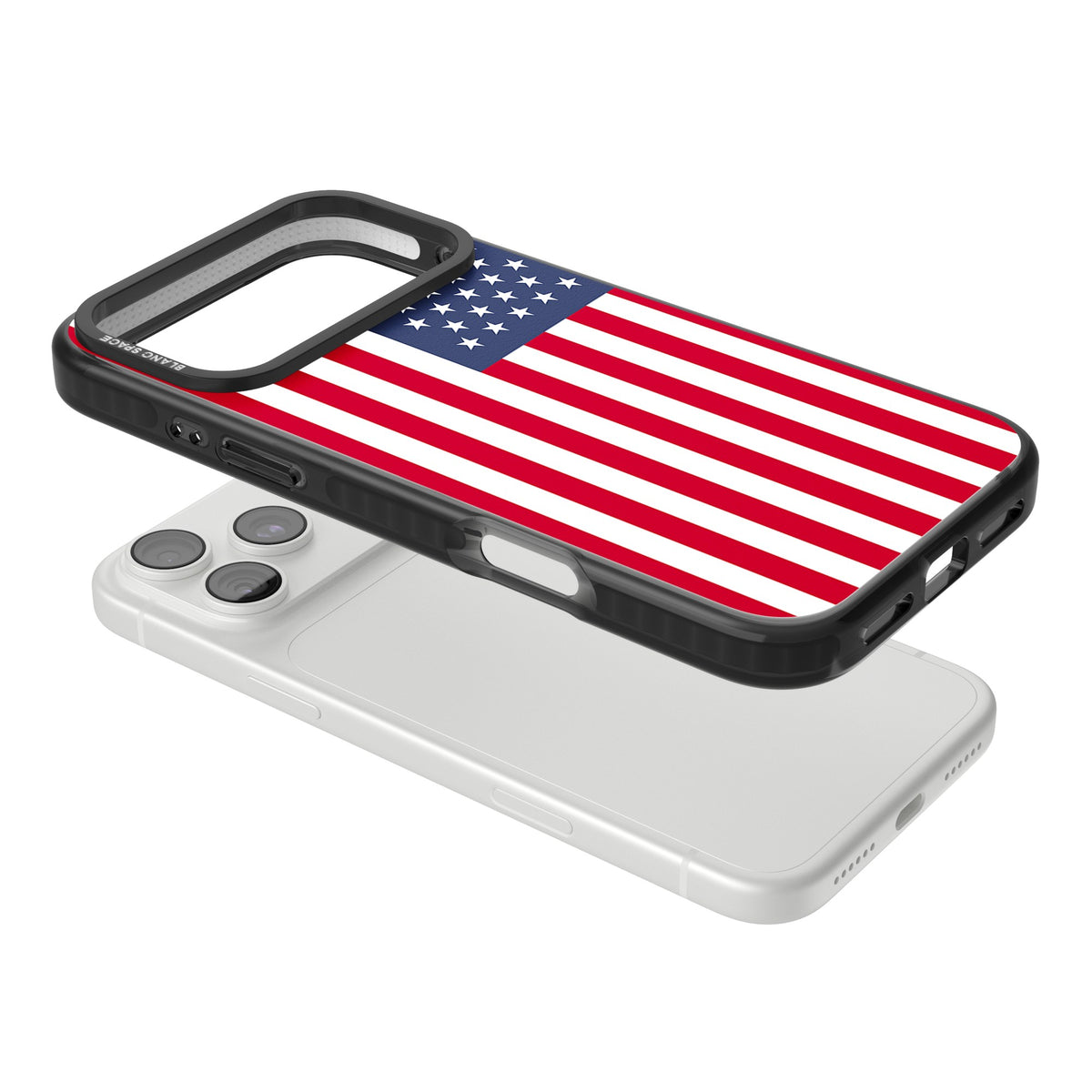 American Flag iPhone 18 Pro Max Impact Pro Black Phone Case angled