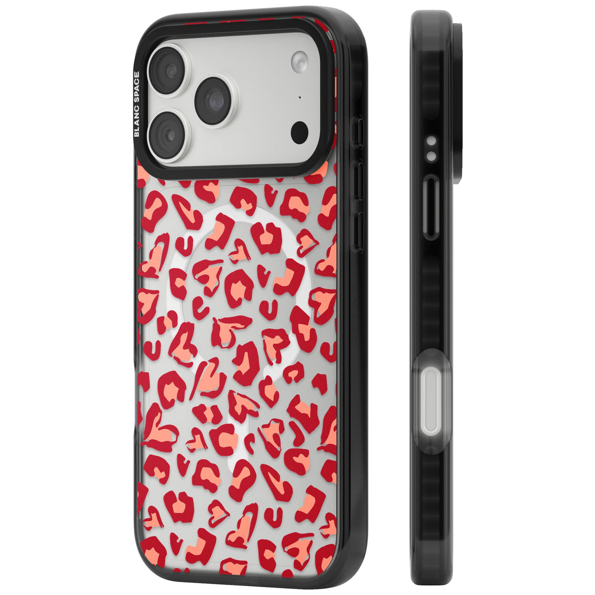 Heart Leopard Print iPhone 18 Pro Max Impact Pro Black Phone Case side