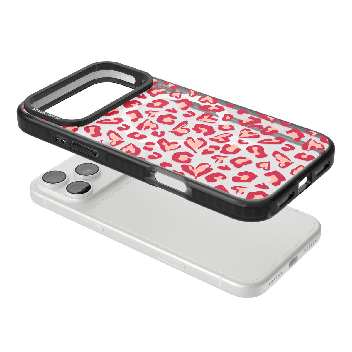 Heart Leopard Print iPhone 18 Pro Max Impact Pro Black Phone Case angled