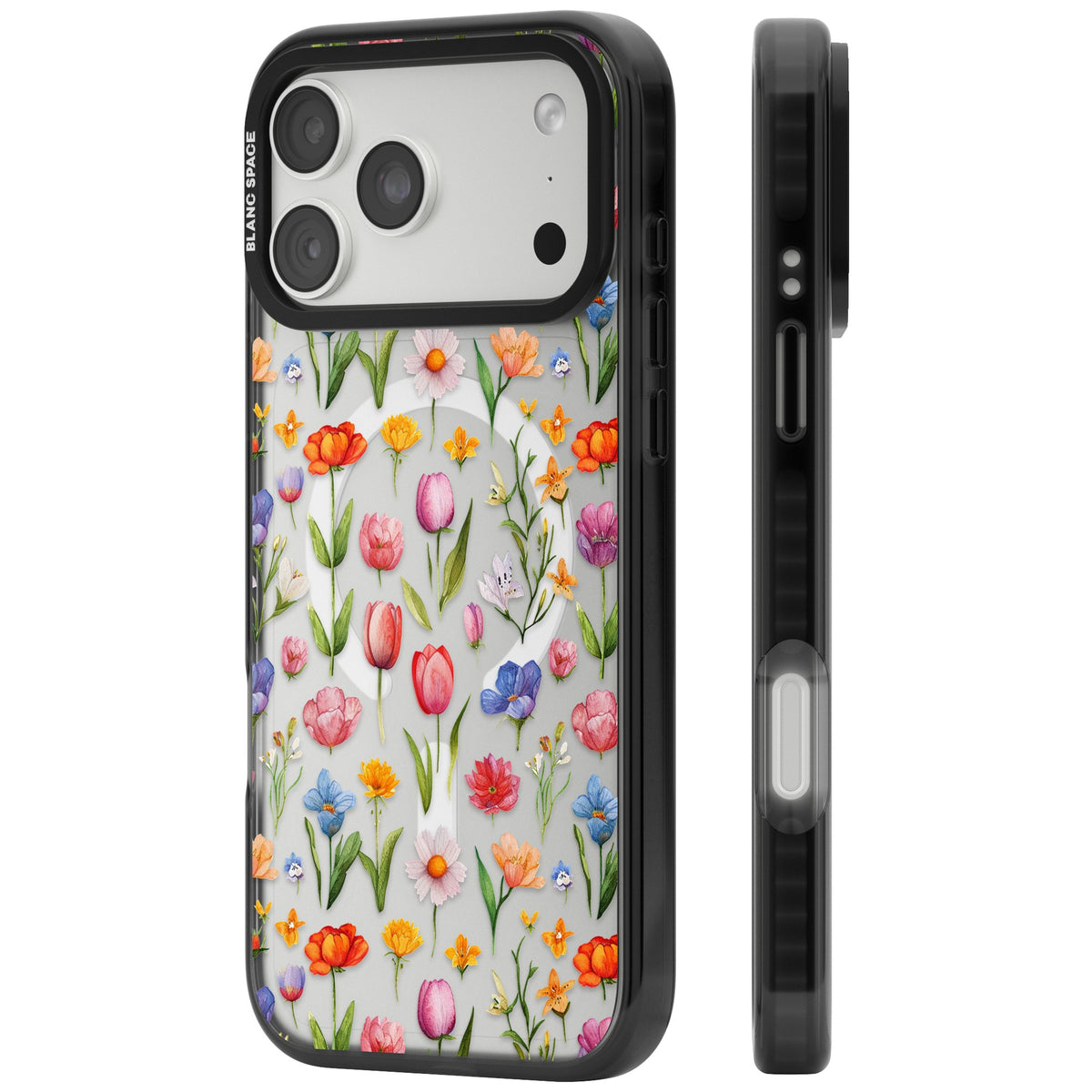 Small Flower Mix iPhone 18 Pro Max Impact Pro Black Phone Case side