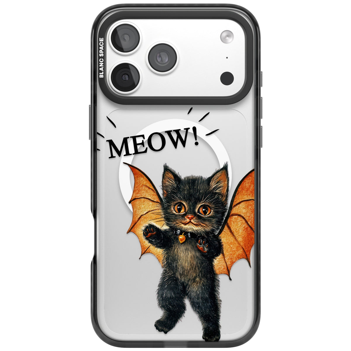 Meow iPhone 18 Pro Max Impact Pro Black Phone Case front