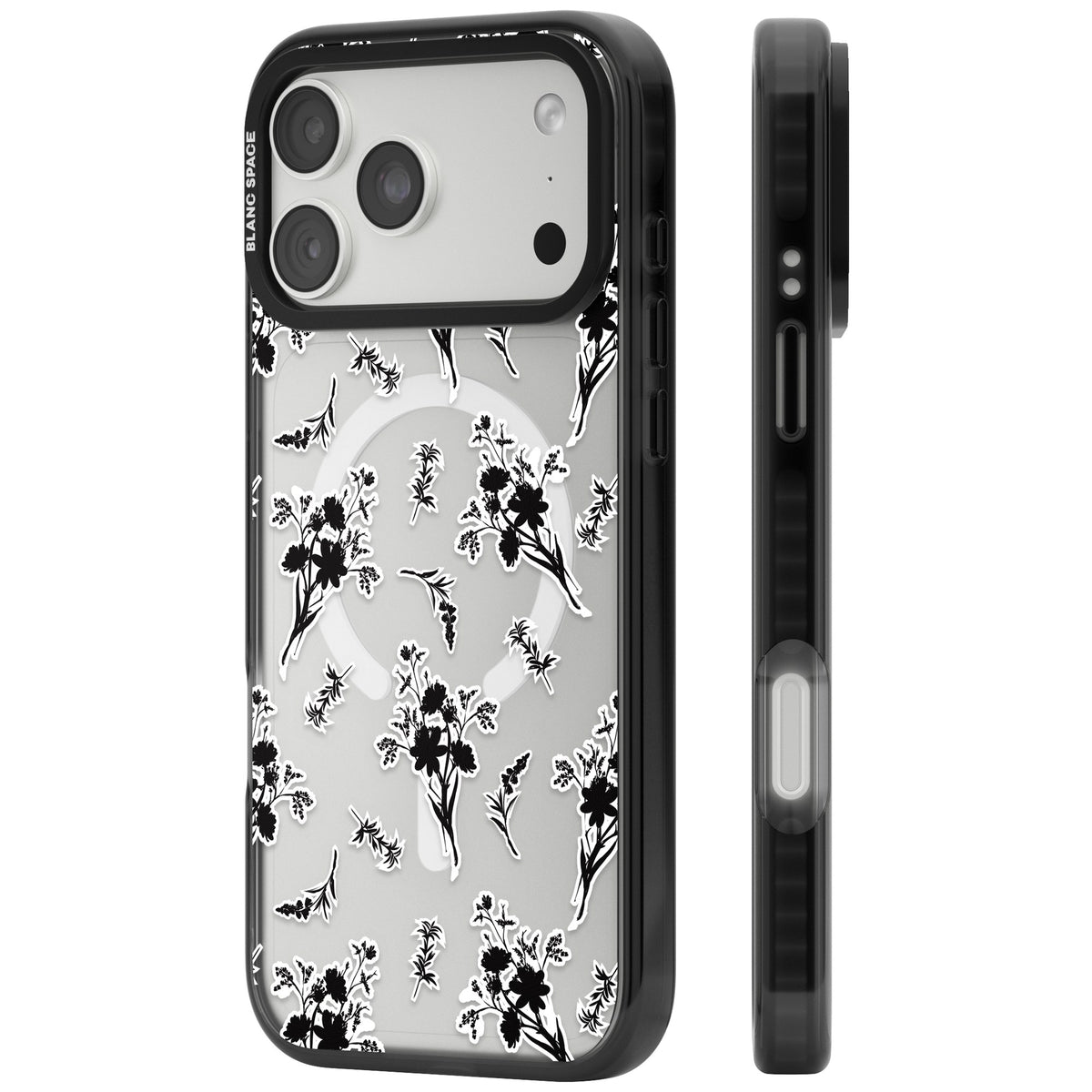 Black Sticker Wildflowers iPhone 18 Pro Max Impact Pro Black Phone Case side