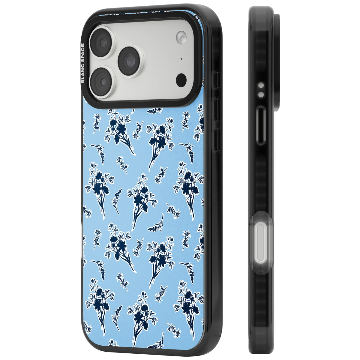 Blue Sticker Wildflowers iPhone 18 Pro Max Impact Pro Black Phone Case side