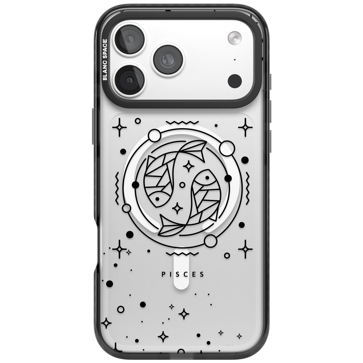 Pisces Emblem Transparent iPhone 18 Pro Max Impact Pro Black Phone Case front