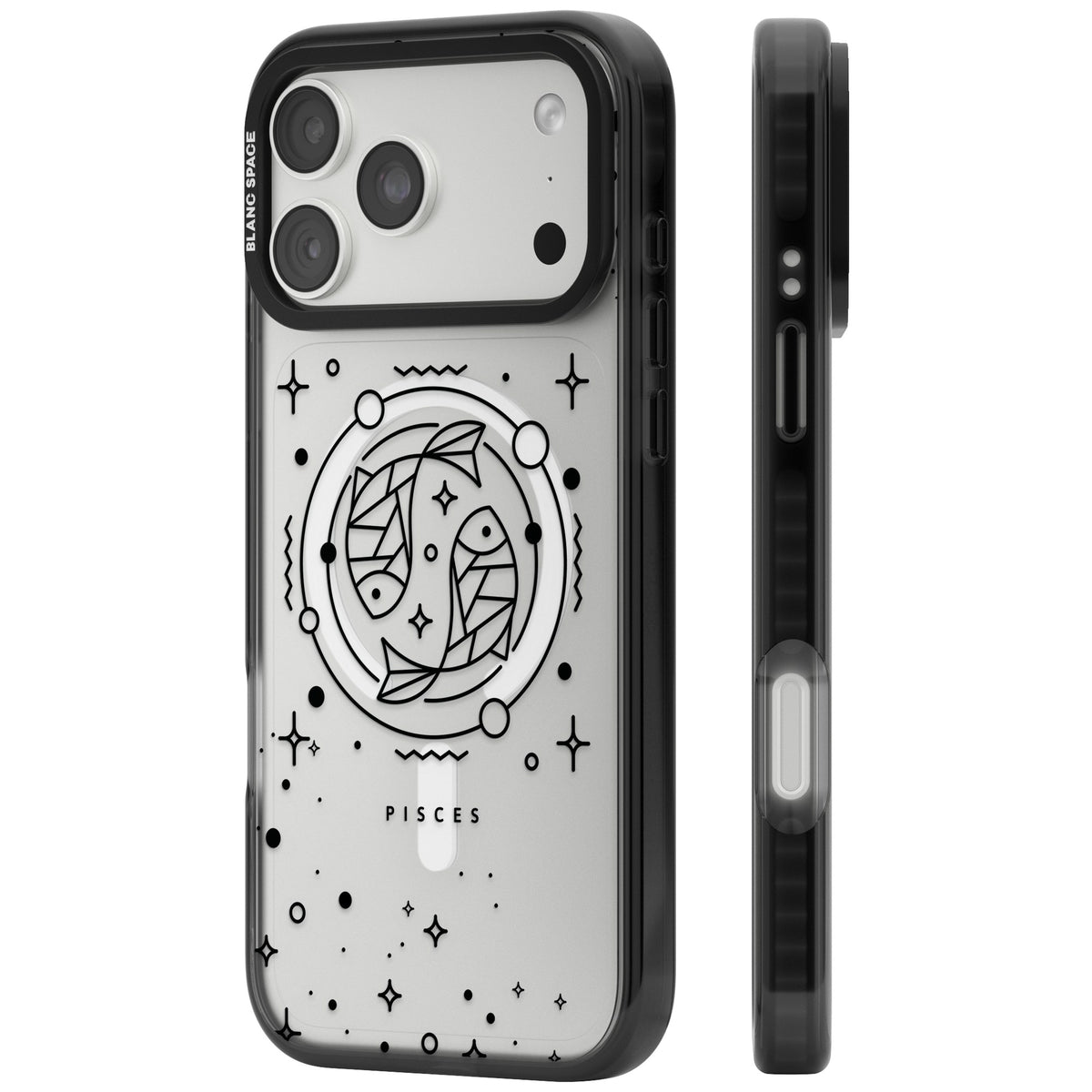 Pisces Emblem Transparent iPhone 18 Pro Max Impact Pro Black Phone Case side