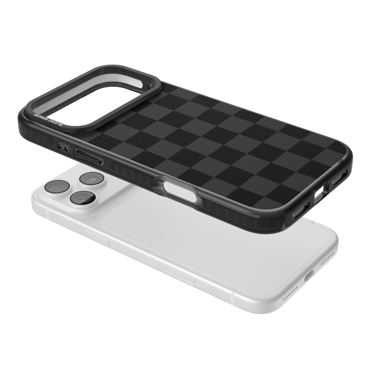Black Checkered iPhone 18 Pro Max Impact Black Phone Case angled