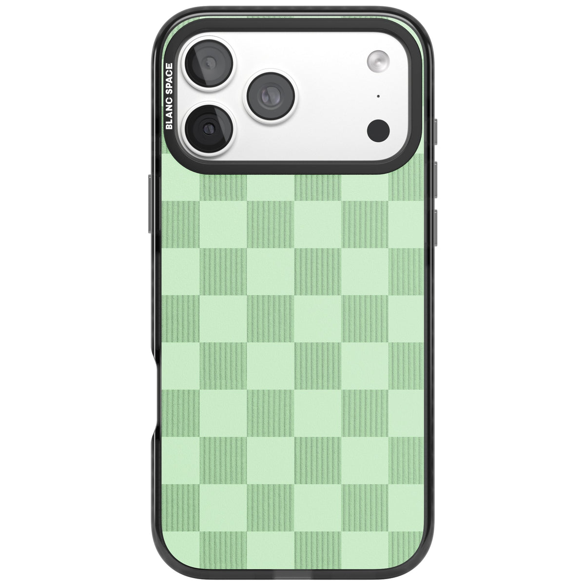Seafoam Checkered iPhone 18 Pro Max Impact Black Phone Case front