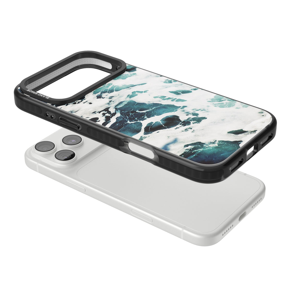 Ocean Surge iPhone 18 Pro Max Impact Black Phone Case angled