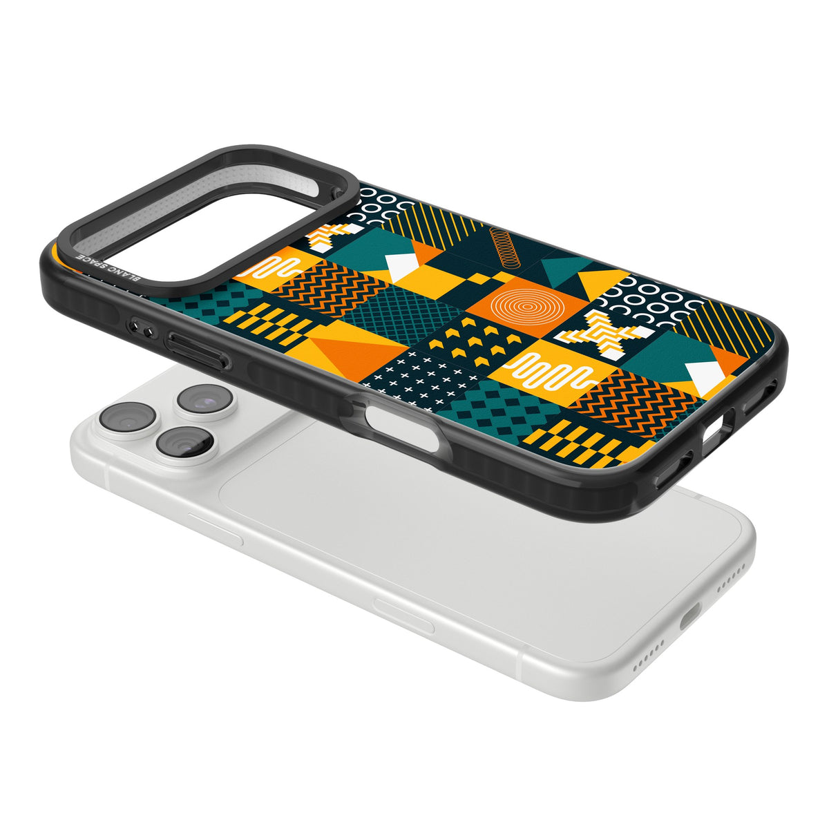 Amber Grid iPhone 18 Pro Max Impact Black Phone Case angled