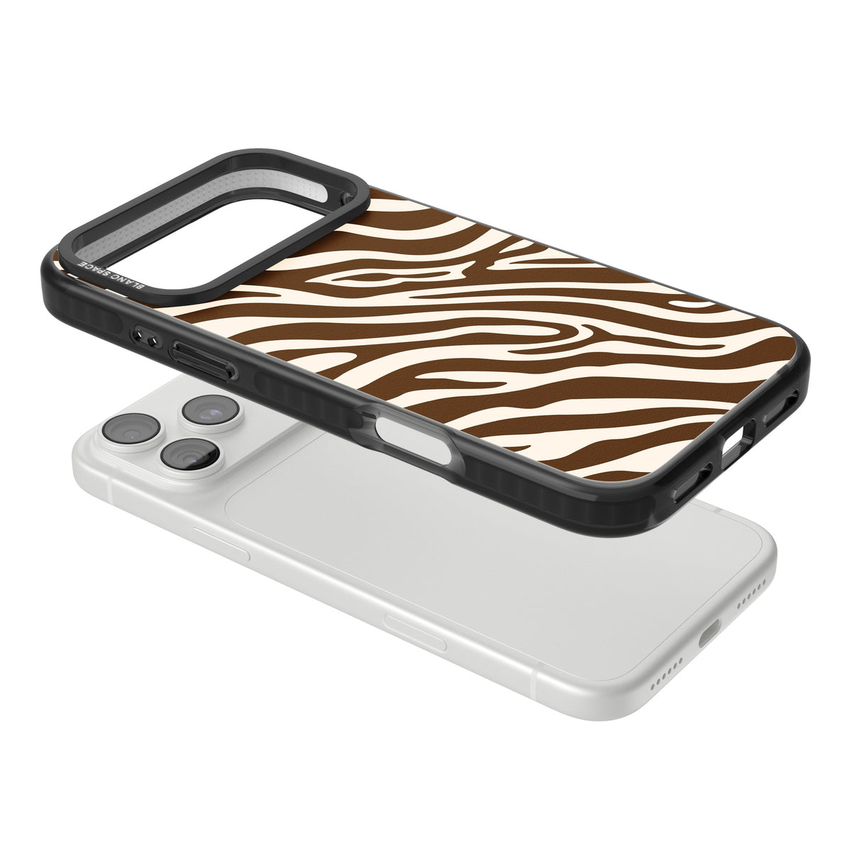 Mocha Zebra iPhone 18 Pro Max Impact Black Phone Case angled