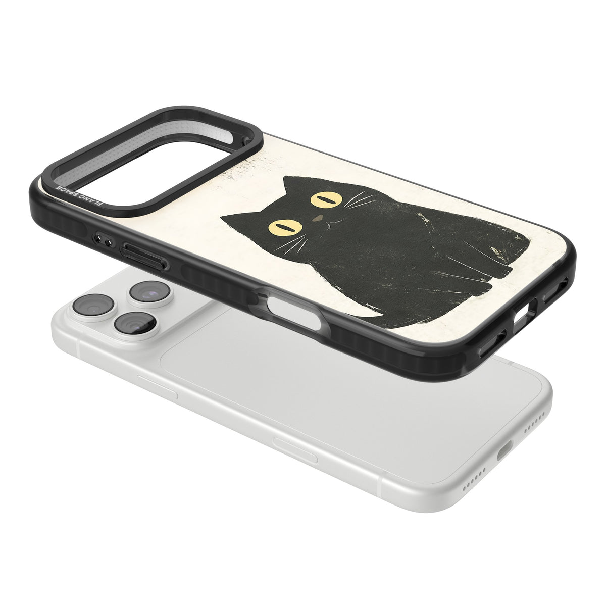Midnight Whiskers iPhone 18 Pro Max Impact Black Phone Case angled