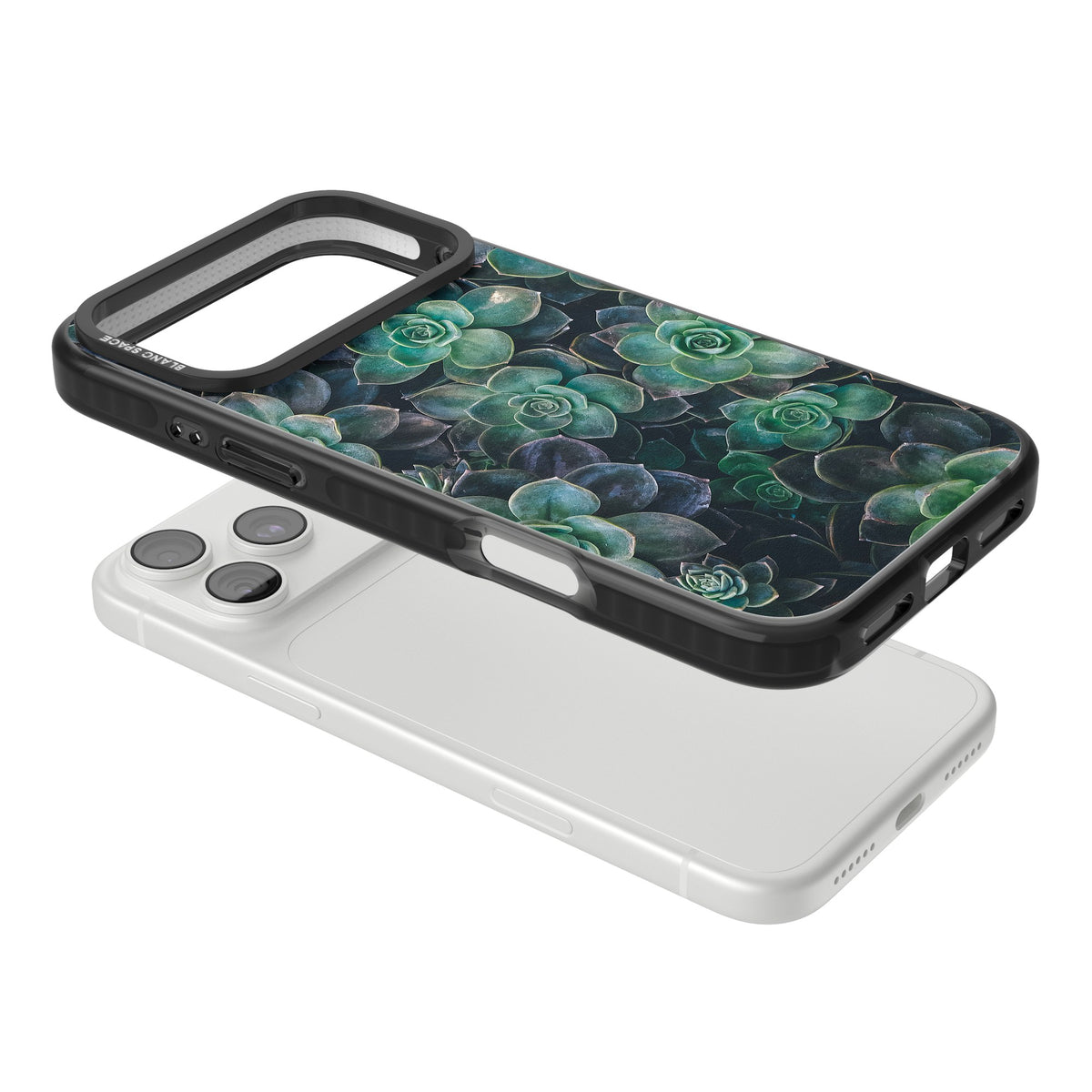 Succulent Bloom Botanical iPhone 18 Pro Max Impact Black Phone Case angled
