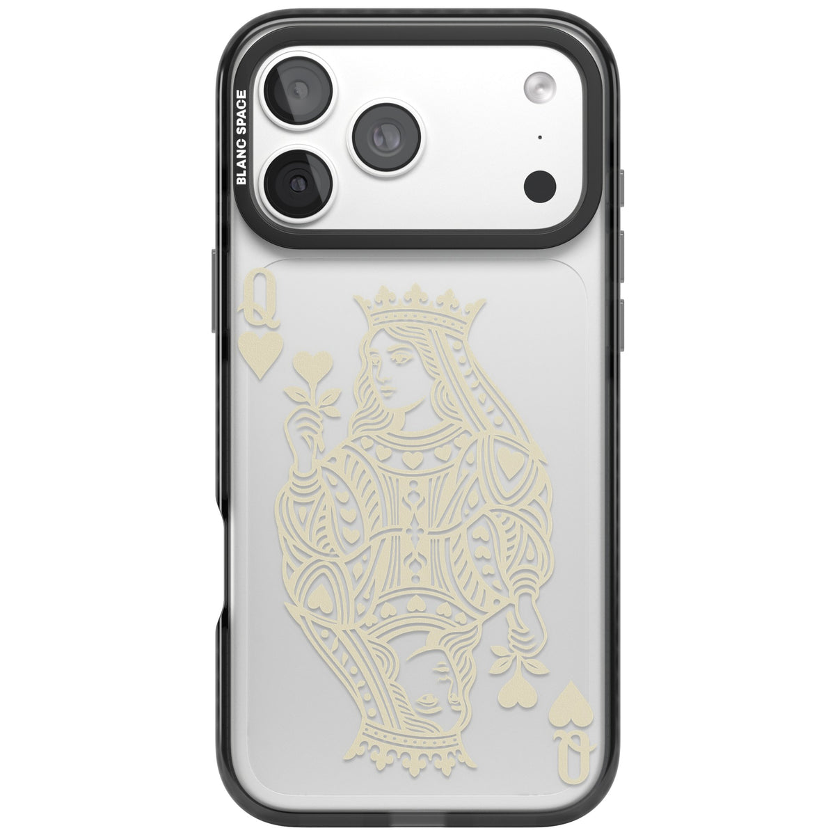 Queen Of Hearts (Beige) iPhone 18 Pro Max Impact Black Phone Case front