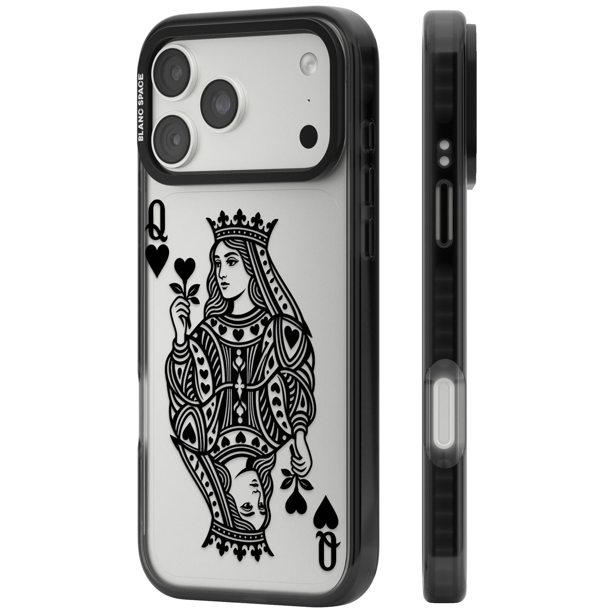 Queen Of Hearts (Black) iPhone 18 Pro Max Impact Black Phone Case side