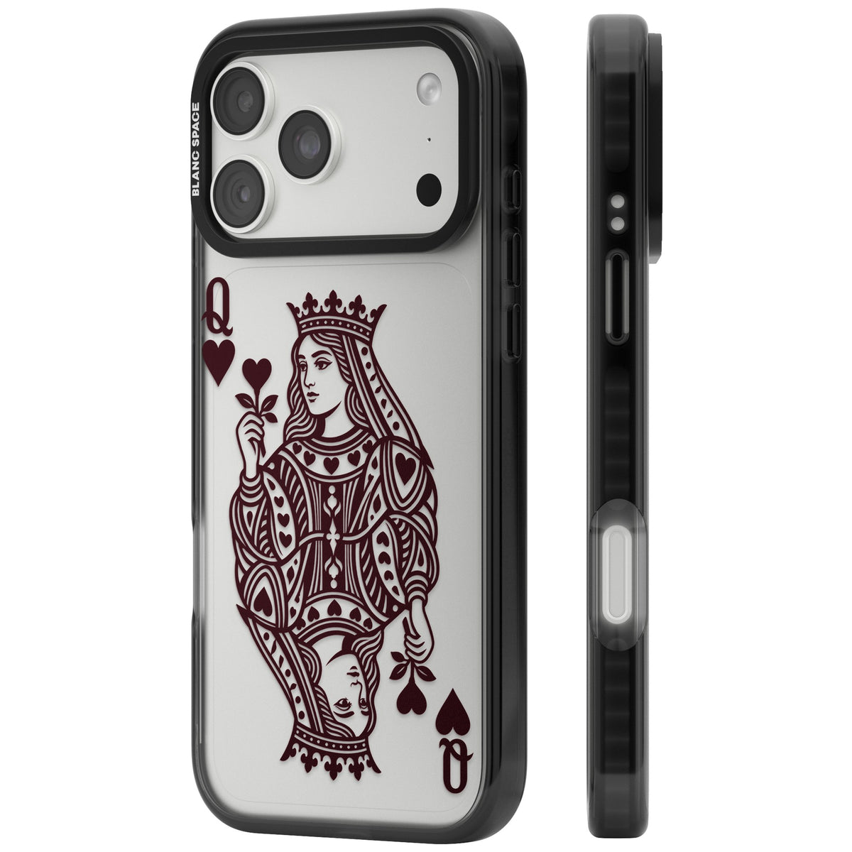 Queen Of Hearts (Burgundy) iPhone 18 Pro Max Impact Black Phone Case side