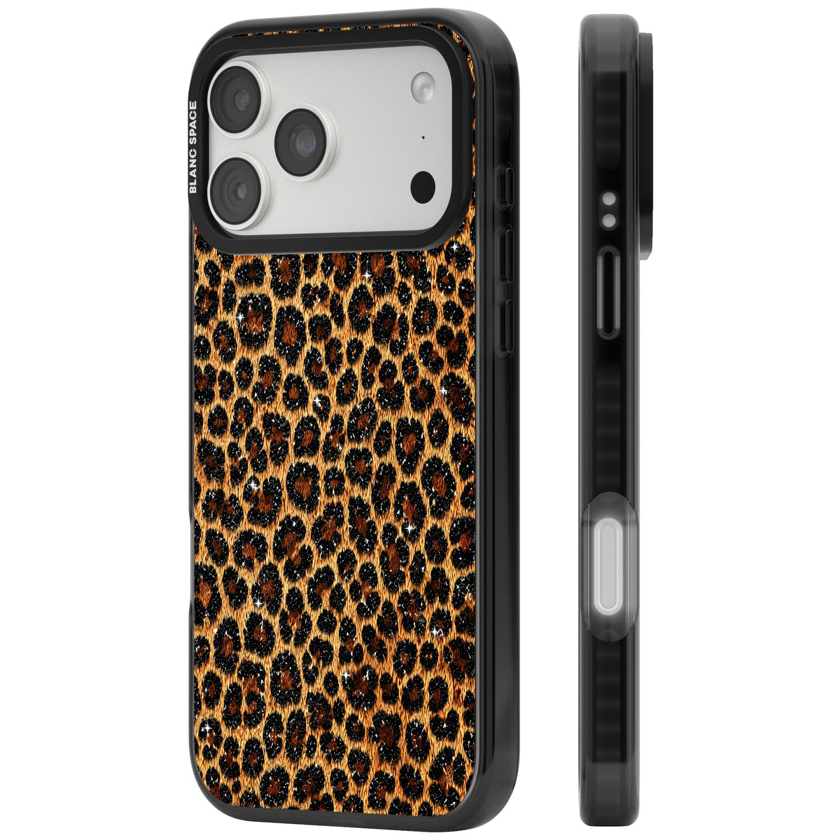 Diamond Leopard iPhone 18 Pro Max Impact Black Phone Case side