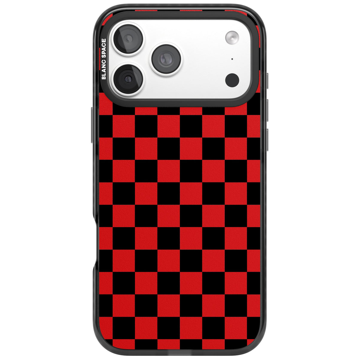 Crimson Check iPhone 18 Pro Max Impact Black Phone Case front